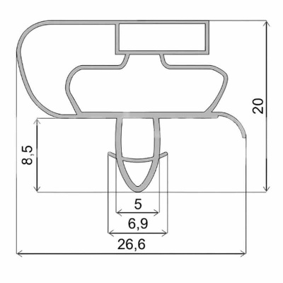 Уплотнитель для холодильника 660 х 1040мм Атлант (в паз) 769748900111 - профиль